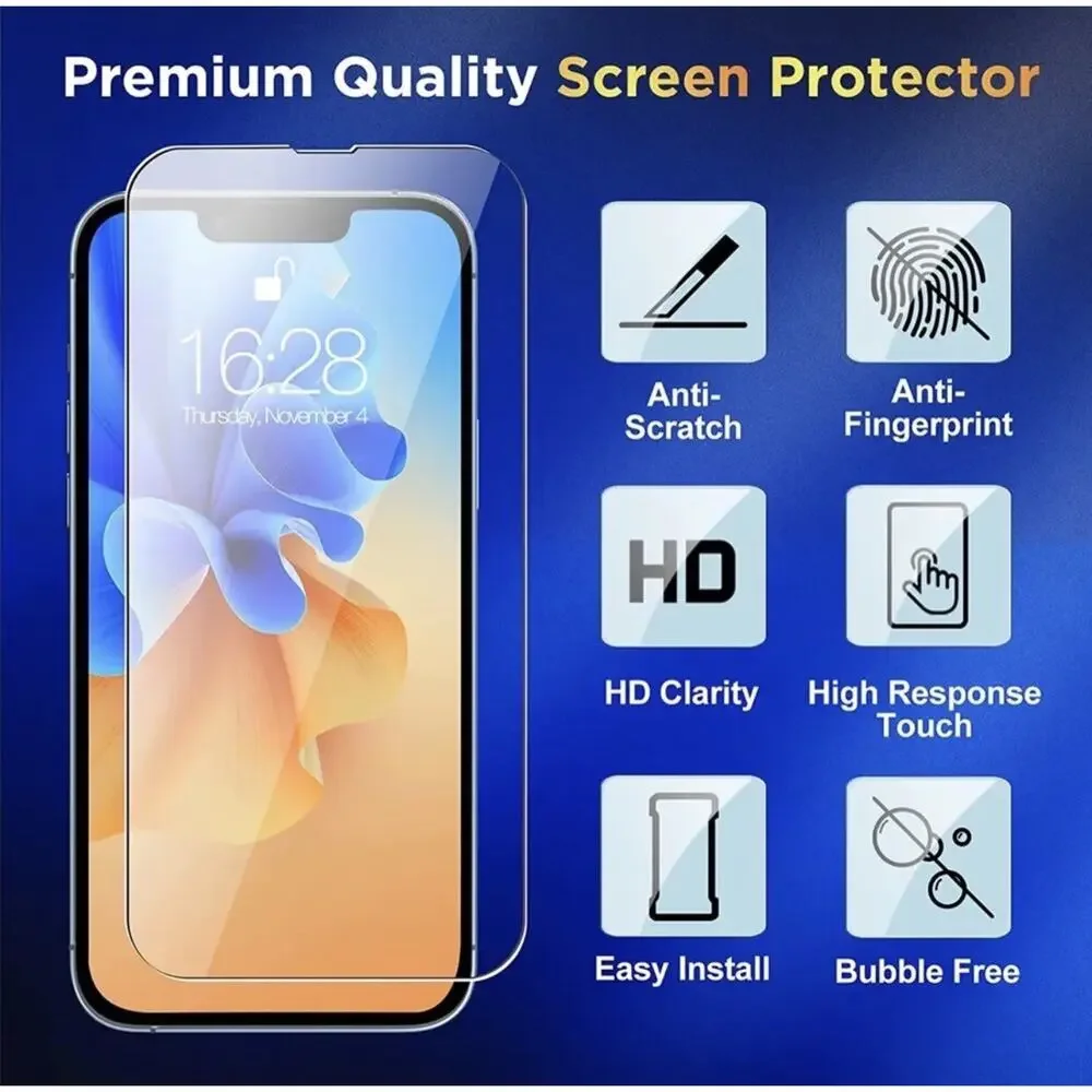 For iPhone 14 Pro Max Tempered Glass Screen Camera Protector & 1 Clear Case READ